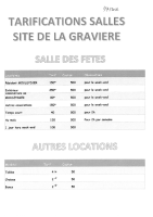 Tarif de location des salles